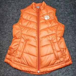 Clemson Tigers Womens Cutter & Buck Orange Puffer Insulated Puffy Vest Small